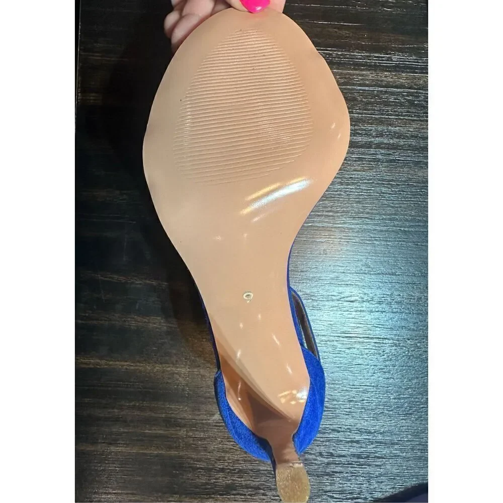 IDIFU Blue Suede NEW Stiletto High Heel size 9 Sandals Open toe Ankle Strap - Picture 8 of 11